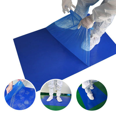 30 Layers Temporary Floor Protection Sheets Blue Industrial LDPE Adhesive Disposable Cleanroom Sticky Floor Mats